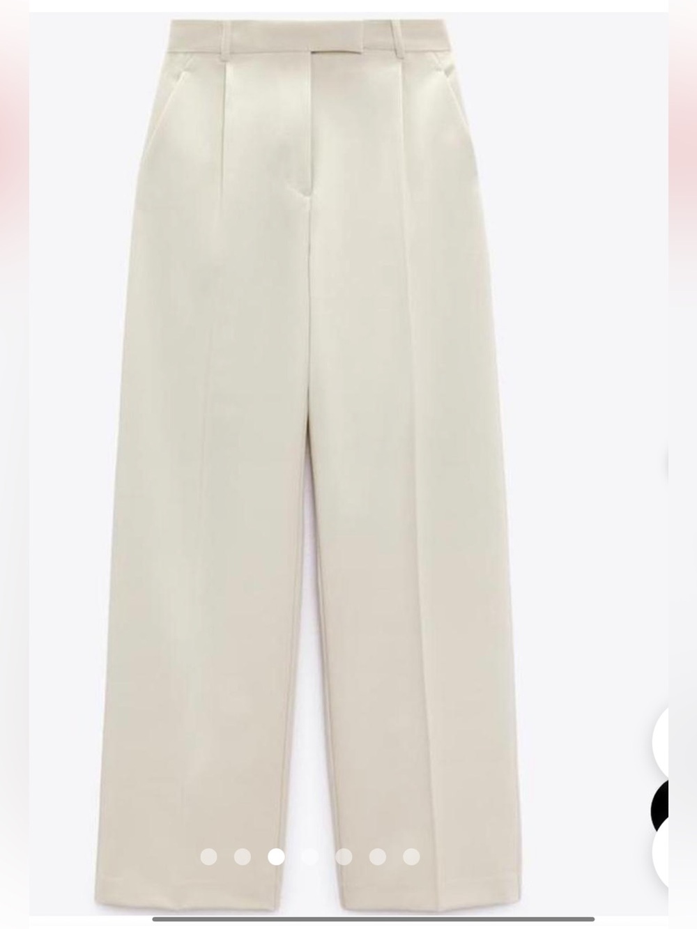 Zara Pleated Wide-Leg Trousers in Ecru/Cream. Women’s Large